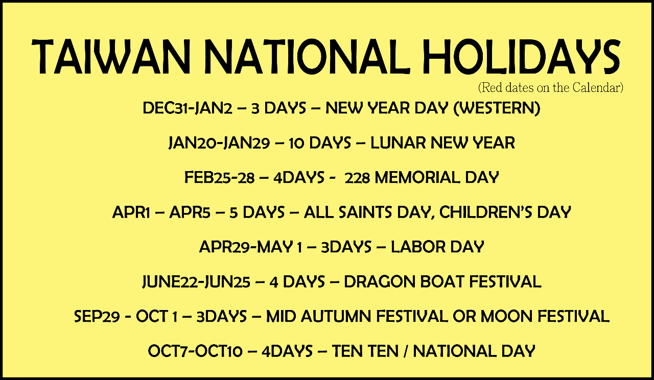 2023 National Holidays