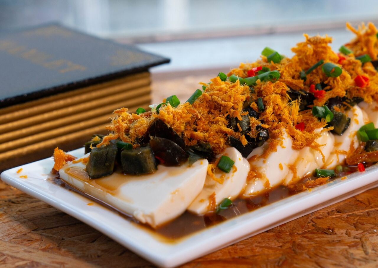 Appetizer- Tofu with Century Egg and Meat Gloss