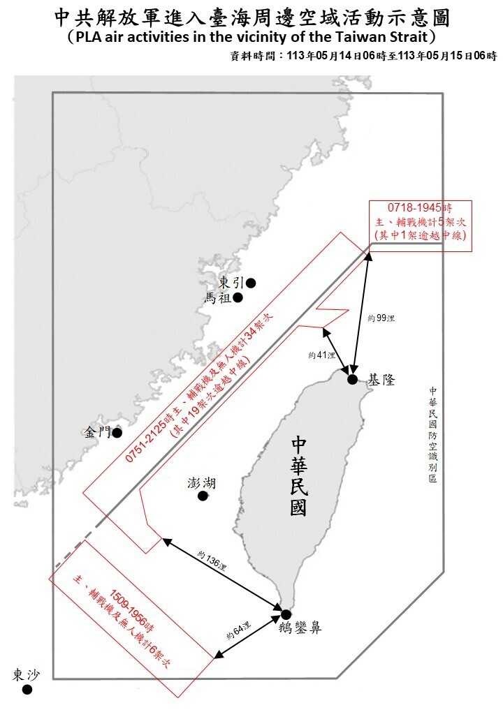 Sinusubaybayan ng Taiwan ang aktibidad ng 45 Chinese military aircraft noong Martes
