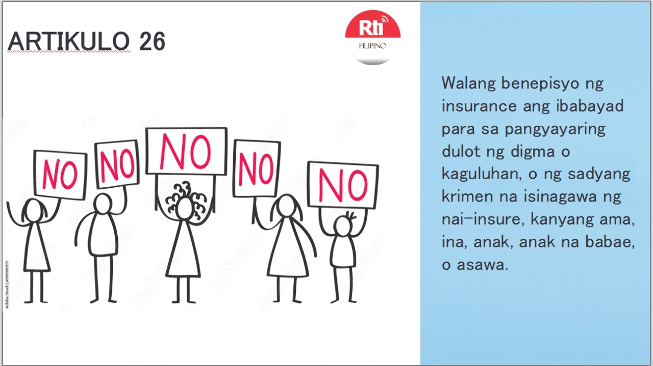 LIA Article 26 : Limitasyon sa Benepisyo ng Insurance