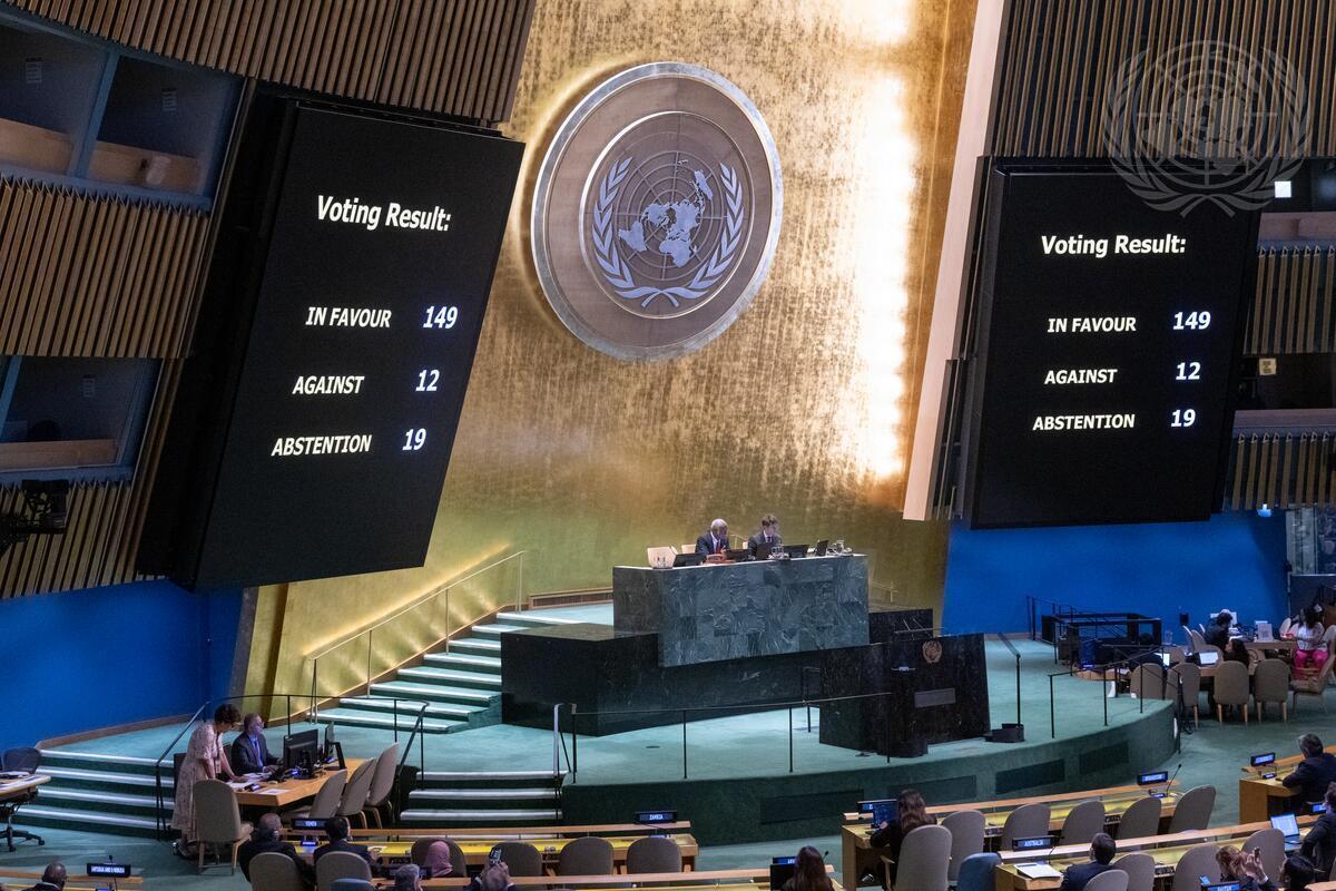 General Assembly ng UN, Bumoto ng Malaking Mayorya Pabor sa Resolusyon para sa Tigil-Putukan sa Gaza; US at Israel, Tumutol